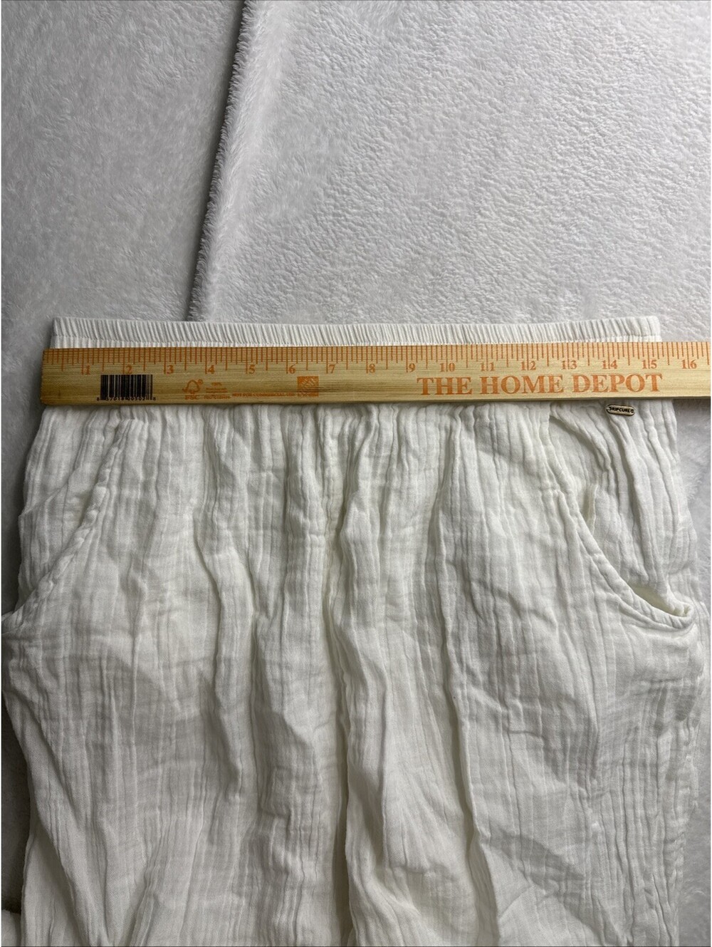 Rip Curl White cotton Wide Leg Pants with Textured Fabric L (2367) - Picture 6 of 8